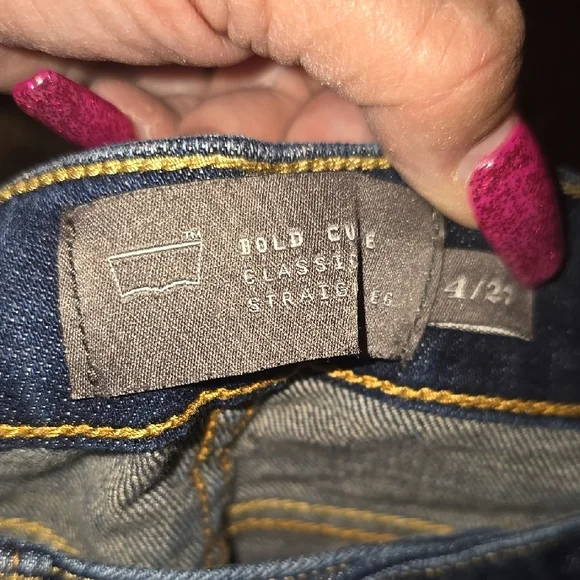 Levi's Dark Blue Flare Jeans with Pattern - Picture 6 of 8